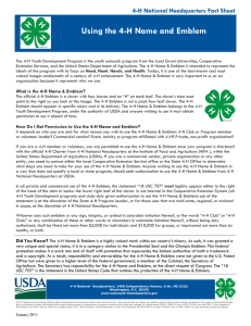 Using the 4-H Name and Emblem 4-H National Headquarters Fact Sheet