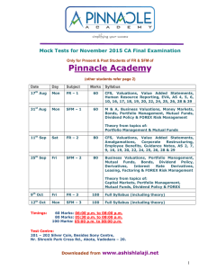 Pinnacle Academ y  Mock Tests for November 2015 CA Final Examination