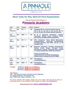 Pinnacle Academ y  Mock Tests for May 2016 CA Final Examination