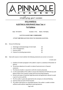 IPCC-PAPER 6: AUDITING &amp; ASSURANCE Mock Test -4 Full Syllabus