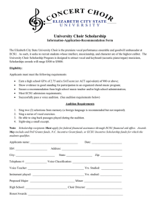 University Choir Scholarship Information-Application-Recommendation Form