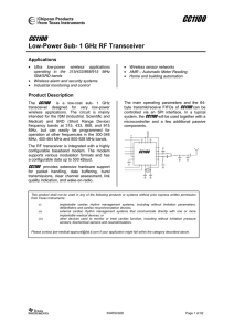 CC1100 Low-Power Sub- 1 GHz RF Transceiver