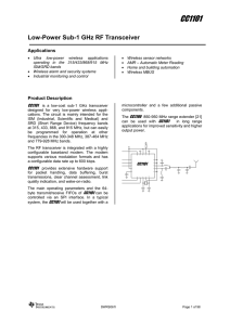 CC1101 Low-Power Sub-1 GHz RF Transceiver