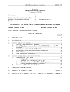 Federal Communications Commission FCC 04-285 Before the