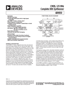 a CMOS, 125 MHz Complete DDS Synthesizer AD9850