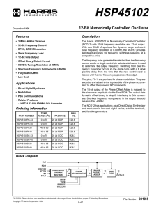 HSP45102 12-Bit Numerically Controlled Oscillator Features Description