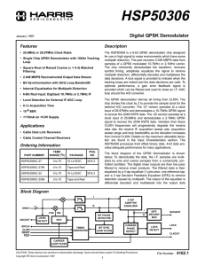 HSP50306 Digital QPSK Demodulator Features Description