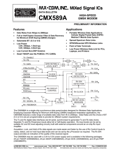 CMX589A HIGH-SPEED GMSK MODEM Features