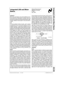 Integrated LNA and Mixer Basics Integrated LNA