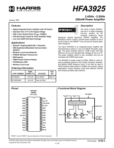 HFA3925 2.4GHz - 2.5GHz 250mW Power Amplifier Features