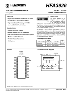 HFA3926 ADVANCE INFORMATION 2.0GHz - 2.7GHz 250mW Power Amplifier