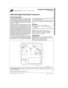 LMX3160 Single Chip Radio Transceiver LMX3160 Single Chip