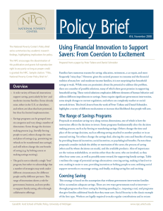 Policy Brief Using Financial Innovation to Support Savers: From Coercion to Excitement