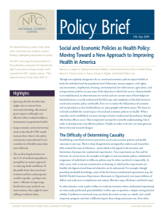 Policy Brief Social and Economic Policies as Health Policy: