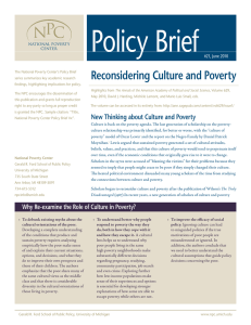 Policy Brief Reconsidering Culture and Poverty