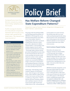 Policy Brief Has Welfare Reform Changed State Expenditure Patterns? #7, September 2006