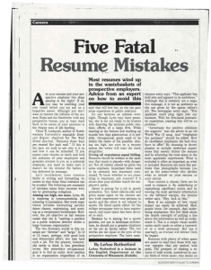 Five Fatal ResuDle Mistakes A _-