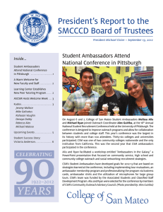 President&rsquo;s Report to the SMCCCD Board of Trustees  Student Ambassadors Attend
