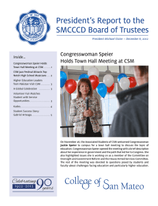 President’s Report to the SMCCCD Board of Trustees  Congresswoman Speier