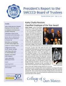 President’s Report to the SMCCCD Board of Trustees Kathy Chaika Receives