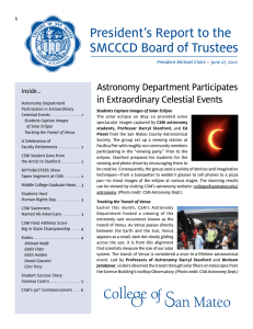 President’s Report to the SMCCCD Board of Trustees Astronomy Department Participates