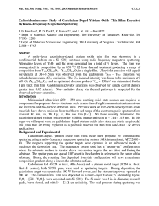 Cathodoluminescence Study of Gadolinium–Doped Yttrium Oxide Thin Films Deposited