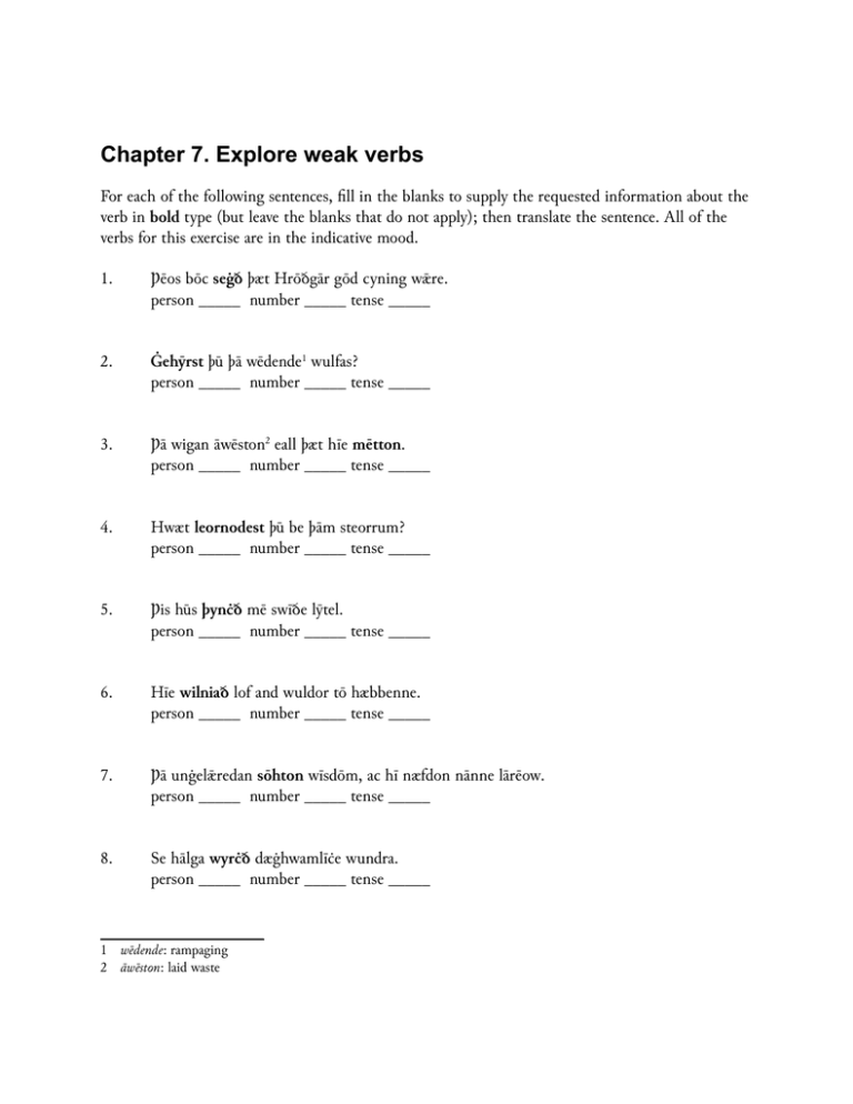 Chapter 7 Explore Weak Verbs