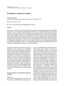 Evolutionary  senescence  in  plants Deborah Ann Roach