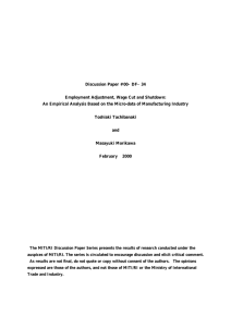 Discussion Paper #00-DF-34 Employment Adjustment, Wage Cut and Shutdown: