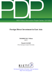 PDP Foreign Direct Investment in East Asia THORBECKE, Willem