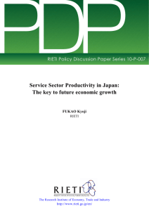 PDP Service Sector Productivity in Japan: The key to future economic growth