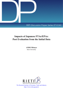 DP Impacts of Japanese FTAs/EPAs: Post Evaluation from the Initial Data