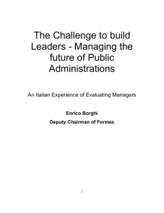 The Challenge to build Leaders - Managing the future of Public Administrations