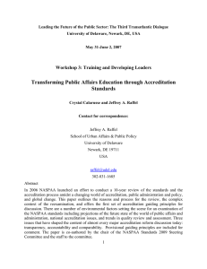 Leading the Future of the Public Sector: The Third Transatlantic... University of Delaware, Newark, DE, USA