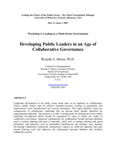 Leading the Future of the Public Sector:  The Third... University of Delaware, Newark, Delaware, USA