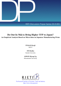 DP Do Out-In M&amp;As Bring Higher TFP to Japan?