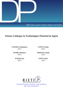DP Science Linkages in Technologies Patented in Japan TAMADA Schumpeter