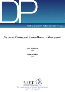 DP Corporate Finance and Human Resource Management RIETI Discussion Paper Series 04-E-027