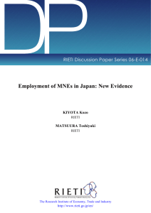 DP Employment of MNEs in Japan: New Evidence KIYOTA Kozo