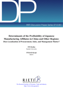 DP Determinants of the Profitability of Japanese RIETI Discussion Paper Series 07-E-001