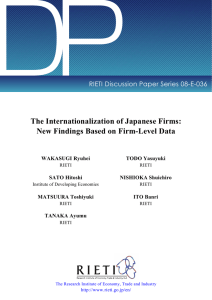 DP The Internationalization of Japanese Firms: New Findings Based on Firm-Level Data