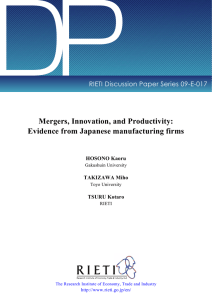 DP Mergers, Innovation, and Productivity: Evidence from Japanese manufacturing firms