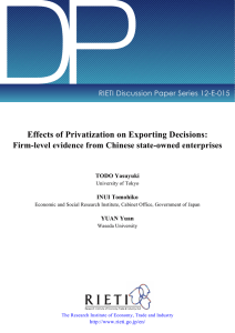 DP Effects of Privatization on Exporting Decisions: RIETI Discussion Paper Series 12-E-015