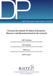 DP Overseas Investment of Chinese Enterprises: RIETI Discussion Paper Series 13-E-079