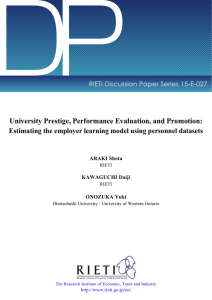 DP University Prestige, Performance Evaluation, and Promotion: RIETI Discussion Paper Series 15-E-027