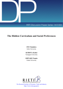 DP The Hidden Curriculum and Social Preferences RIETI Discussion Paper Series 14-E-024