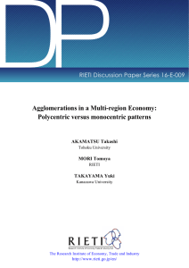 DP Agglomerations in a Multi-region Economy: Polycentric versus monocentric patterns