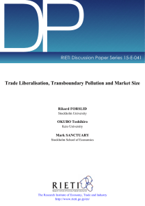DP Trade Liberalisation, Transboundary Pollution and Market Size Rikard FORSLID