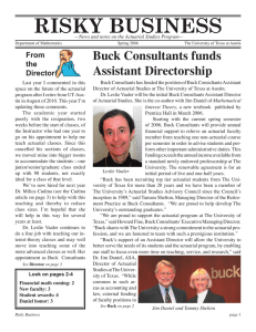 RISKY BUSINESS Buck Consultants funds Assistant Directorship From