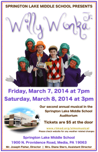WillyWonka Jr . Friday, March 7, 2014 at 7pm